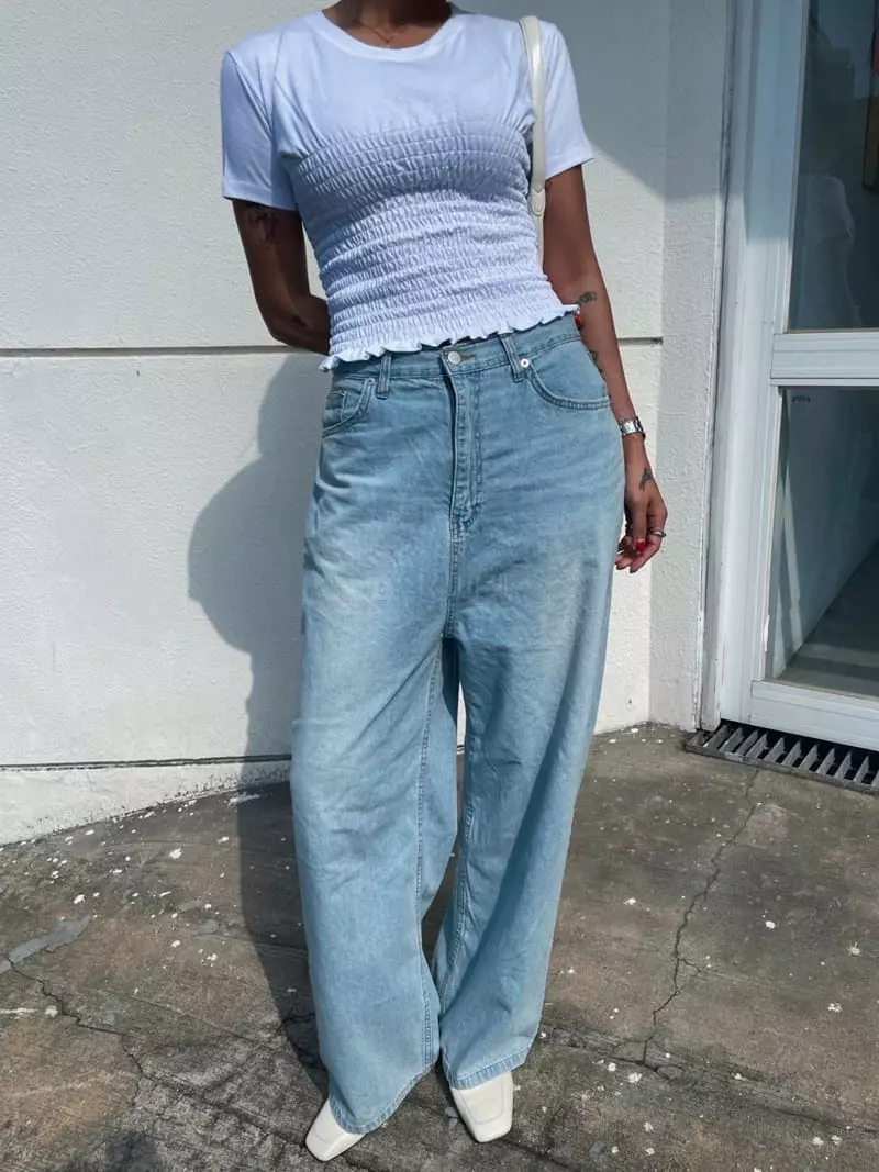 Abbeylee - Korean Women Fashion - #momslook - Soft Baggy Denim Jeans - 3