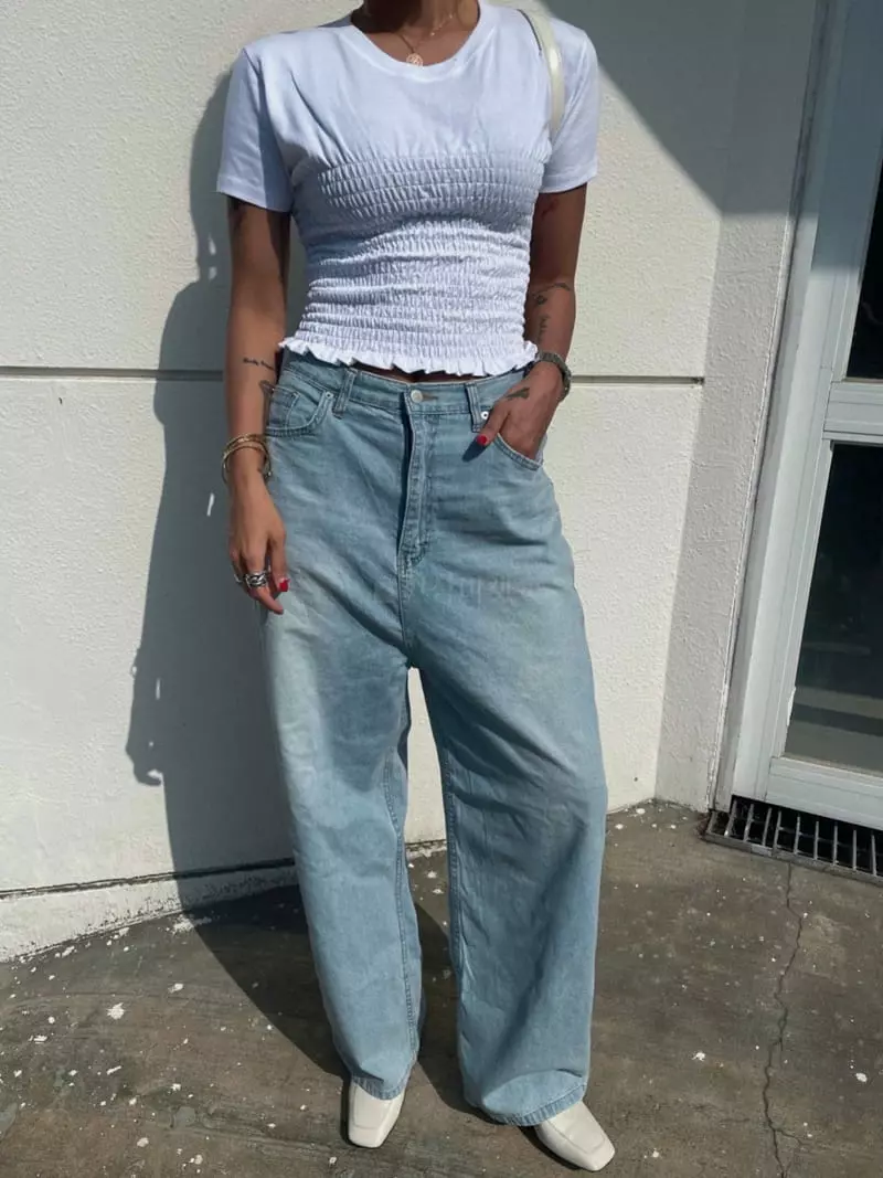 Abbeylee - Korean Women Fashion - #vintagekidsstyle - Soft Baggy Denim Jeans - 7
