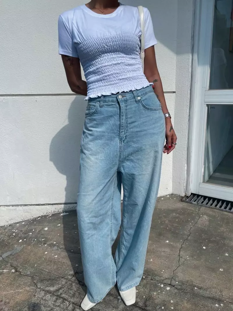 Abbeylee - Korean Women Fashion - #womensfashion - Soft Baggy Denim Jeans - 5
