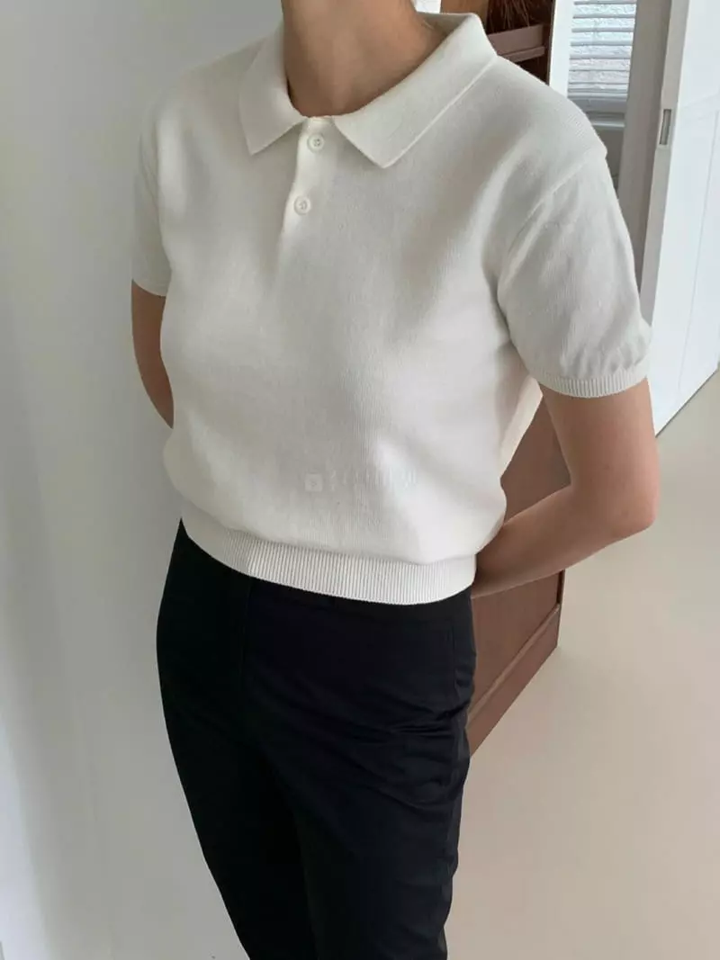 Amiment - Korean Women Fashion - #womensfashion - Sunday Collar Knit Tee - 4