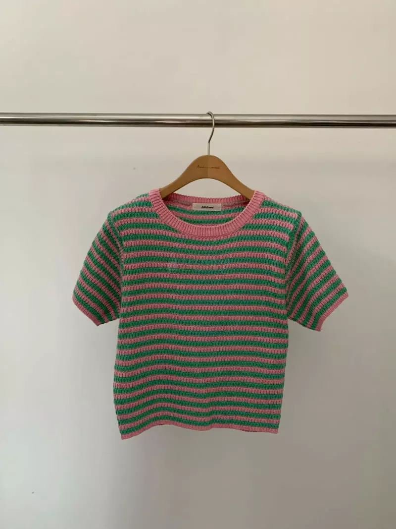 Amiment - Korean Women Fashion - #momslook - Pumpkin Stripes Knit  Tee - 10