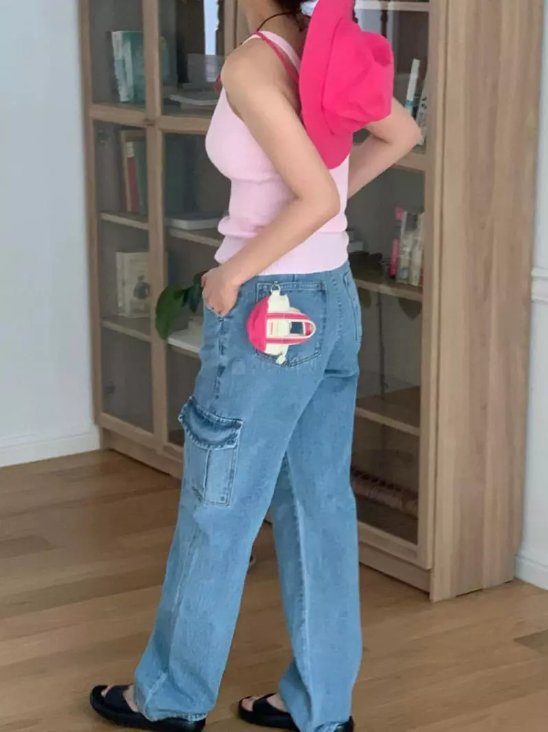 Amiment - Korean Women Fashion - #romanticstyle - Cargo Jeans - 11