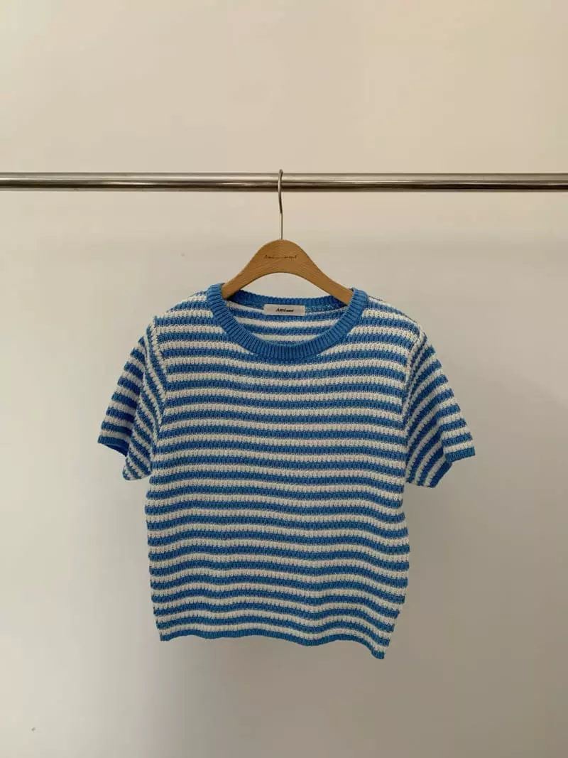 Amiment - Korean Women Fashion - #restrostyle - Pumpkin Stripes Knit  Tee - 4