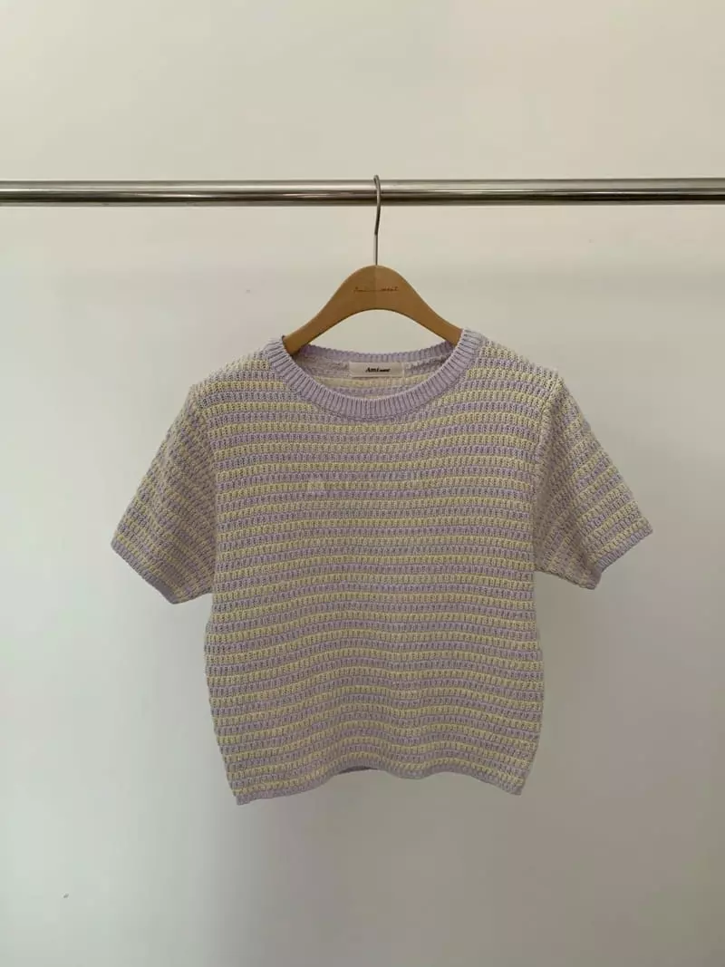 Amiment - Korean Women Fashion - #thelittlethings - Pumpkin Stripes Knit  Tee - 7