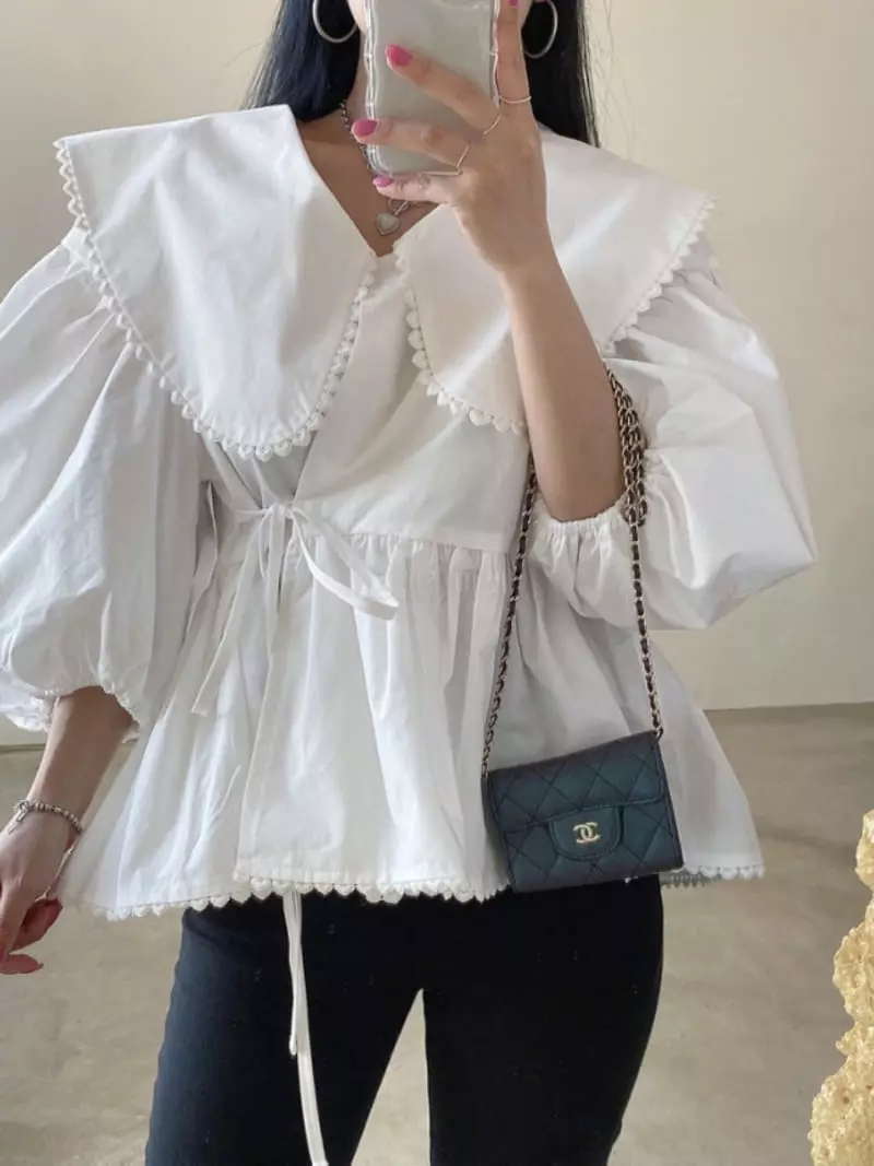 Amood - Korean Women Fashion - #momslook - Heart Balloon Blouse