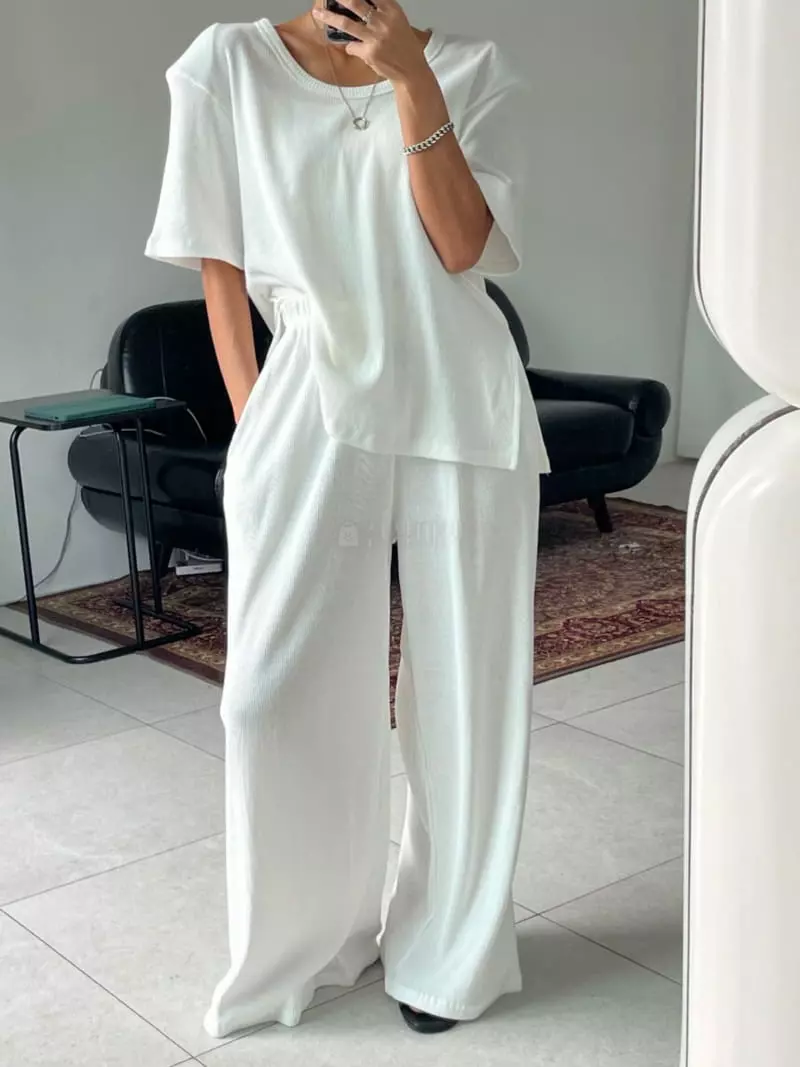 Amood - Korean Women Fashion - #momslook - Sand Long Top Bottom Set - 7