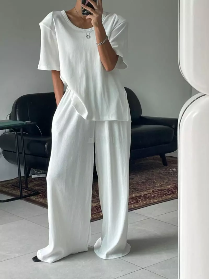 Amood - Korean Women Fashion - #romanticstyle - Sand Long Top Bottom Set - 3
