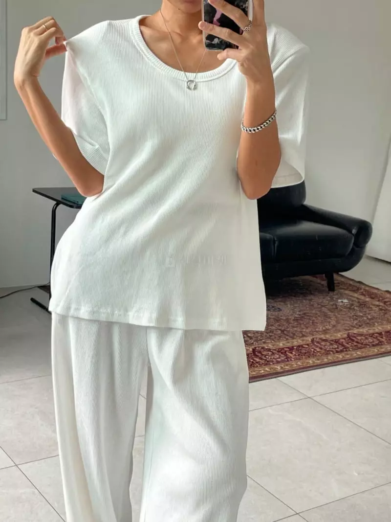 Amood - Korean Women Fashion - #thatsdarling - Sand Long Top Bottom Set - 5