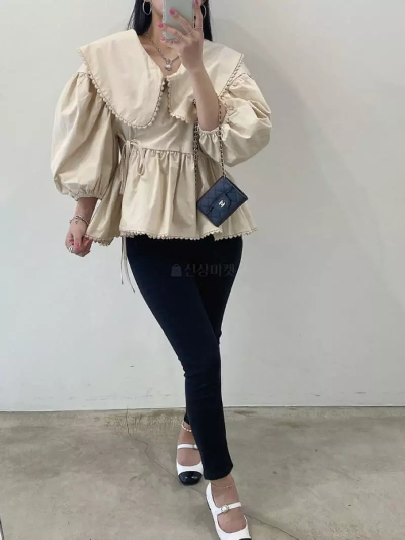 Amood - Korean Women Fashion - #momslook - Heart Balloon Blouse - 4