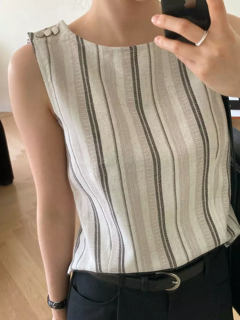 And The - Korean Women Fashion - #womensfashion - Stripes Sleeveless - 2