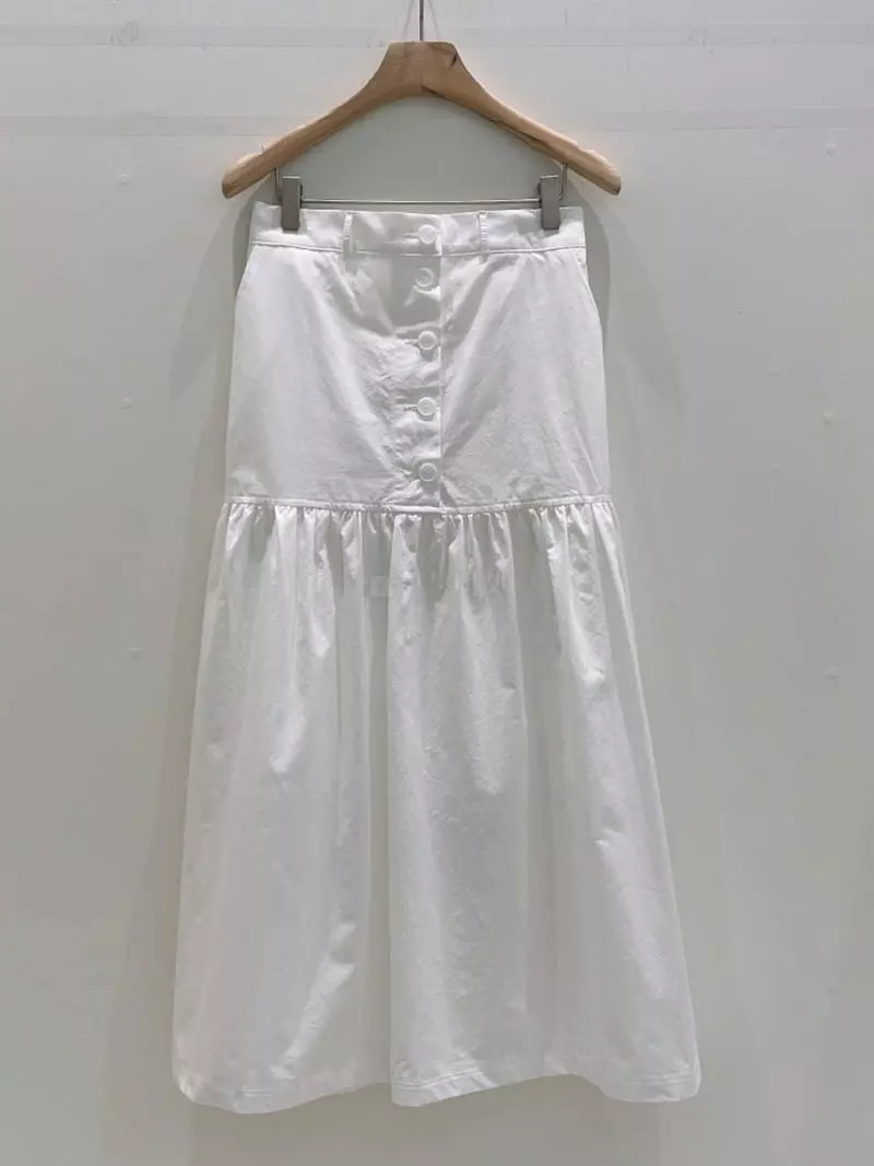 Another Muse - Korean Women Fashion - #momslook - xButton Shirring Skirt - 6