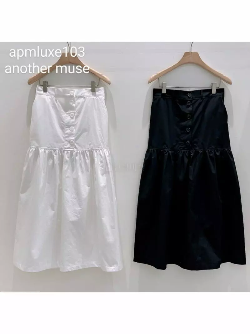Another Muse - Korean Women Fashion - #womensfashion - xButton Shirring Skirt - 5