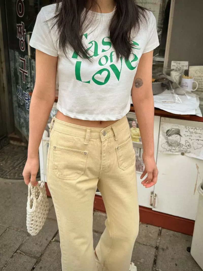 Archive - Korean Women Fashion - #momslook - Love Lettering Crop Tee - 3