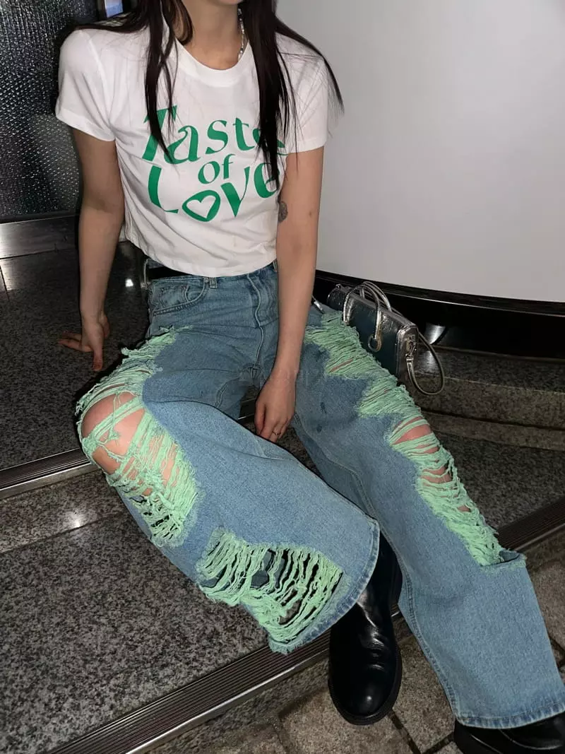 Archive - Korean Women Fashion - #momslook - Green Denim Jeans - 8