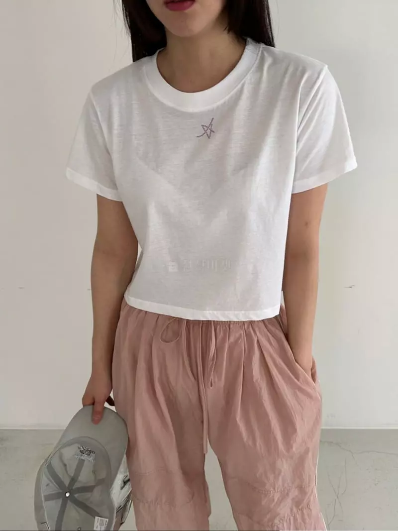 Archive - Korean Women Fashion - #momslook - Star Cubic Crop Tee - 6