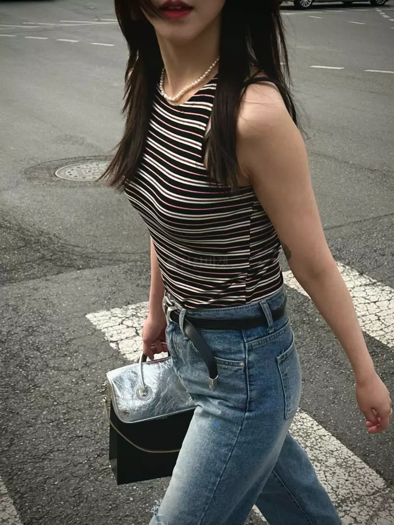 Archive - Korean Women Fashion - #pursuepretty - Stripes Wholter Sleeveless - 2