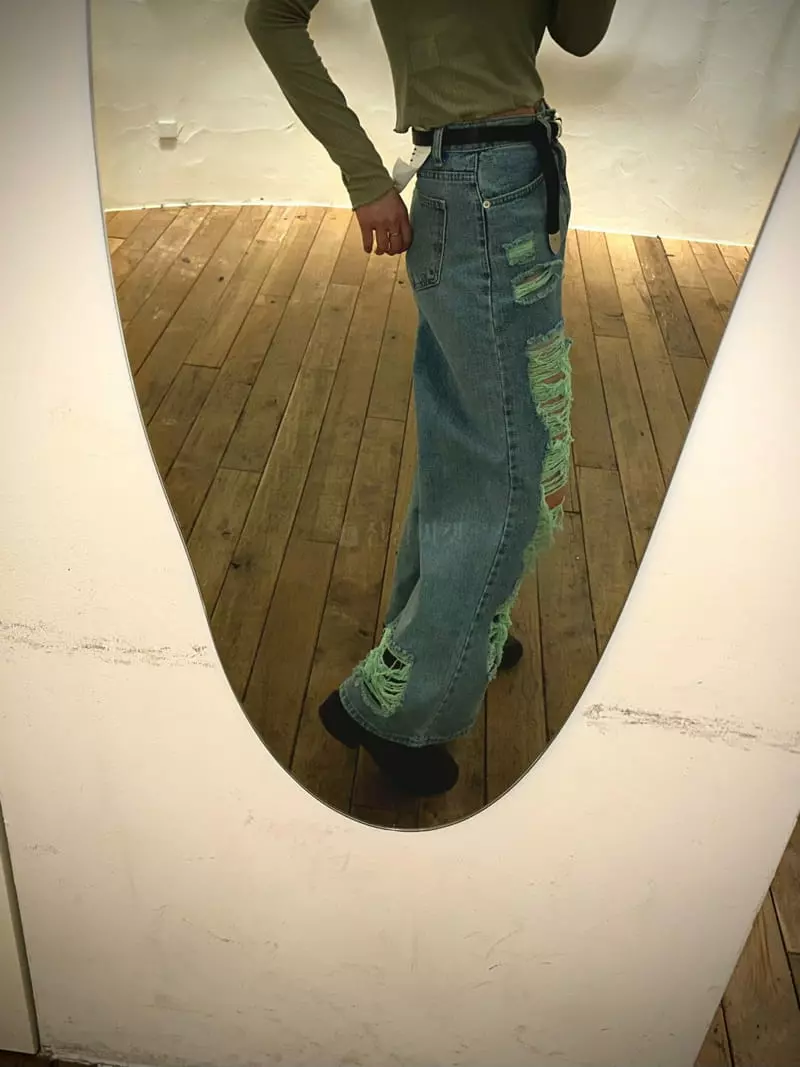 Archive - Korean Women Fashion - #womensfashion - Green Denim Jeans - 7