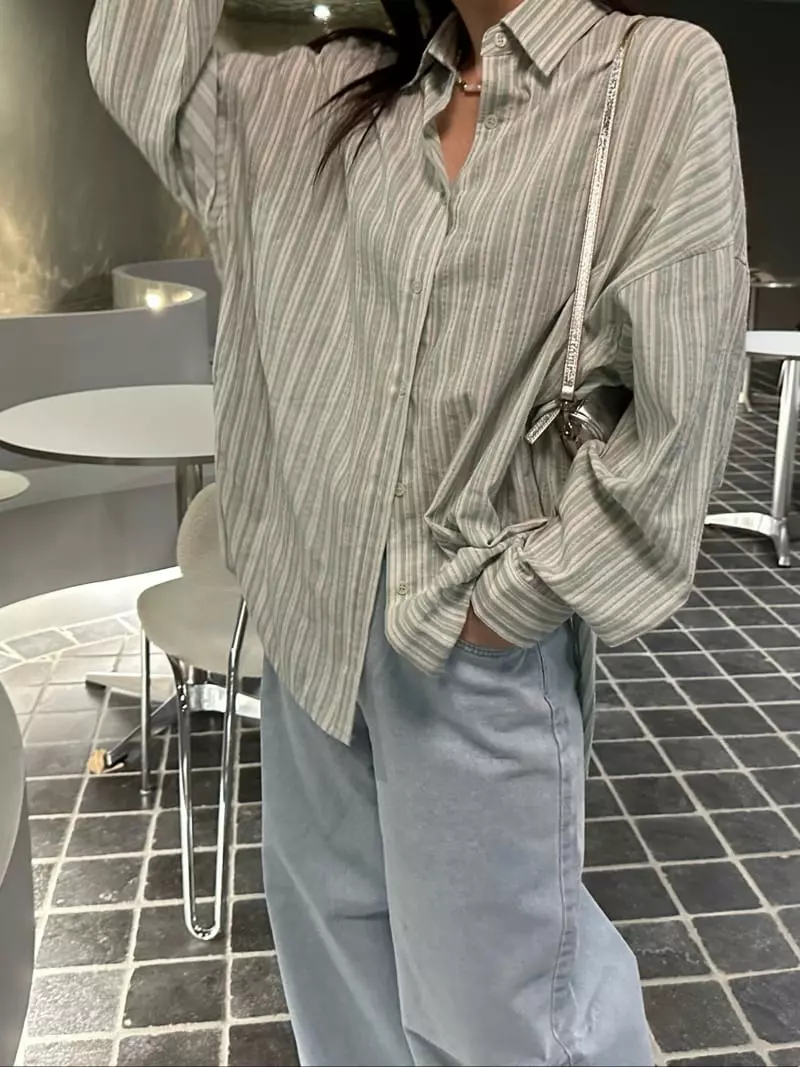 Archive - Korean Women Fashion - #womensfashion - Stripes Slinen Shirt