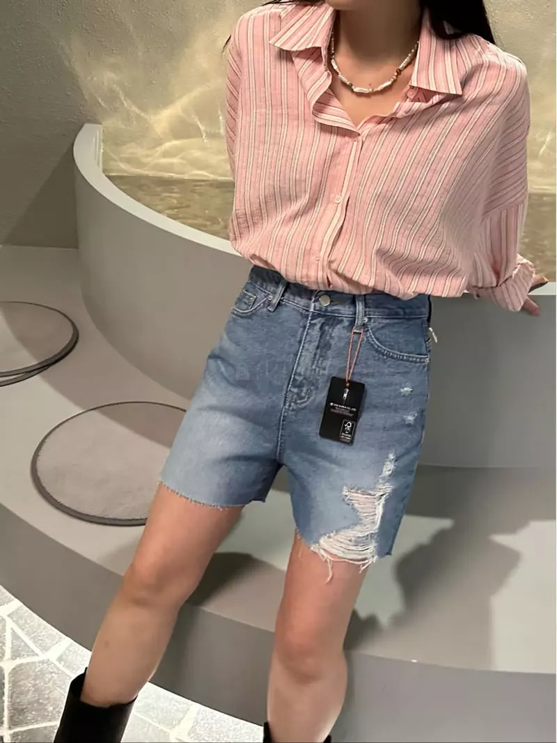Archive - Korean Women Fashion - #womensfashion - Stripes Slinen Shirt - 5