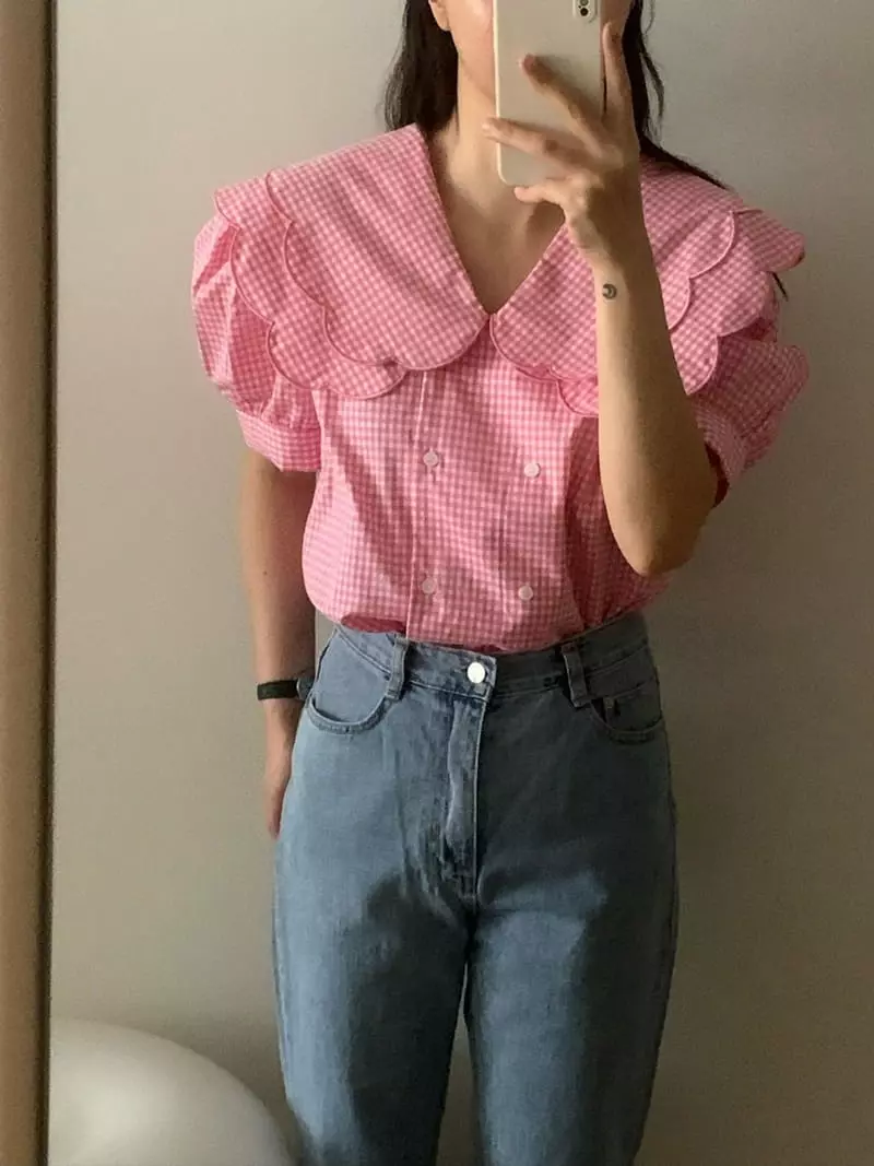 Assembly - Korean Women Fashion - #momslook - Check Blouse - 10