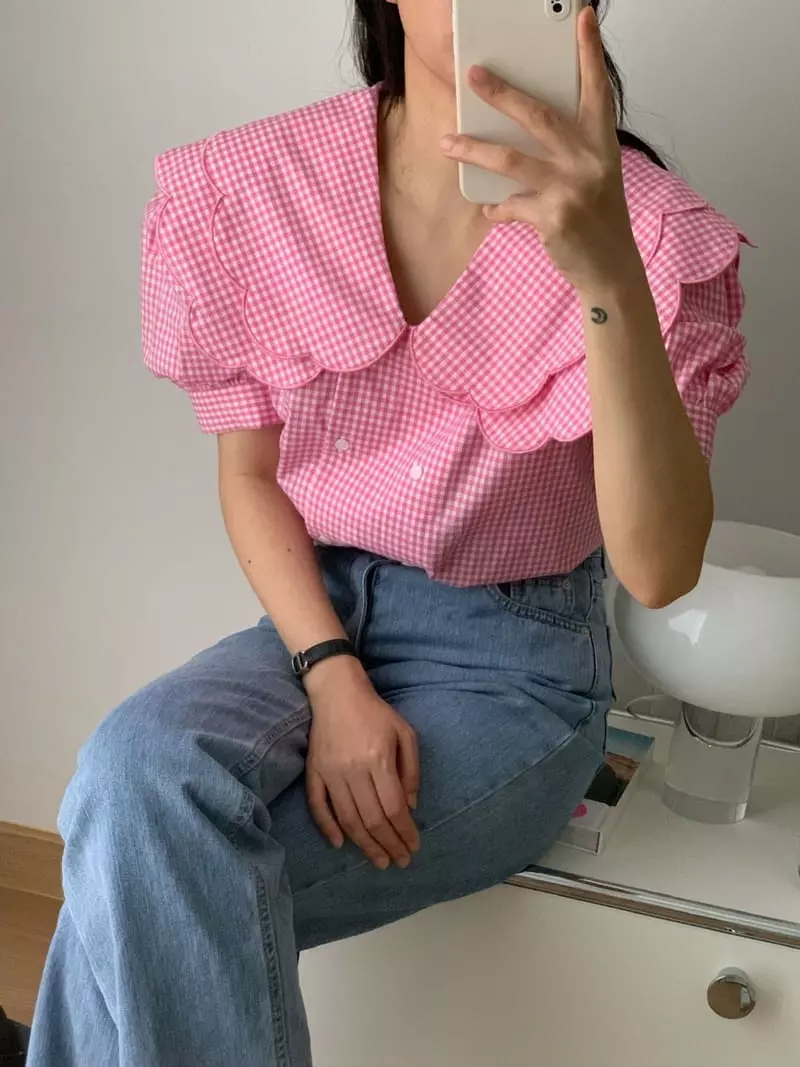 Assembly - Korean Women Fashion - #momslook - Check Blouse - 12