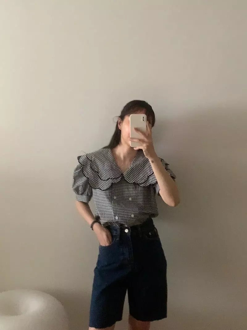 Assembly - Korean Women Fashion - #vintagekidsstyle - Check Blouse - 4
