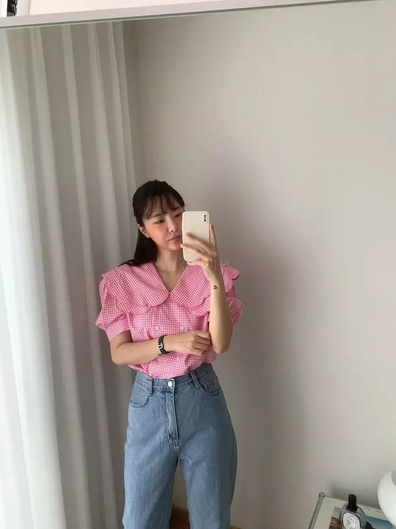 Assembly - Korean Women Fashion - #shopsmall - Check Blouse - 7
