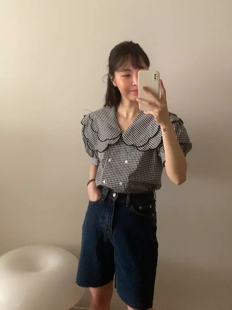 Assembly - Korean Women Fashion - #vintagekidsstyle - Check Blouse - 3