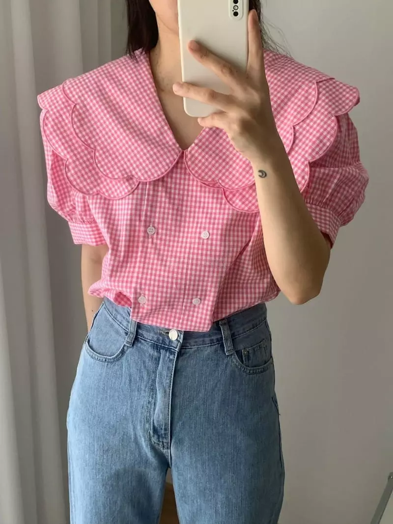 Assembly - Korean Women Fashion - #womensfashion - Check Blouse - 11