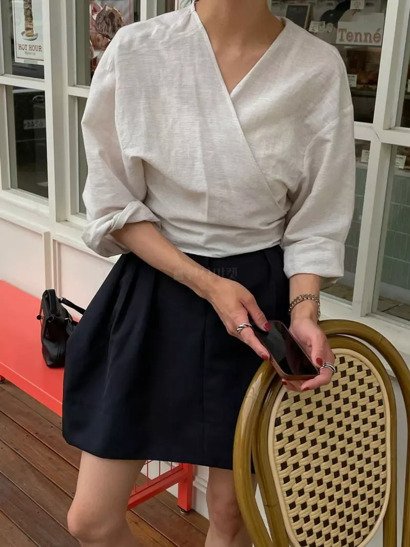 B Gather - Korean Women Fashion - #vintageinspired - Luky Wrap Blouse - 7