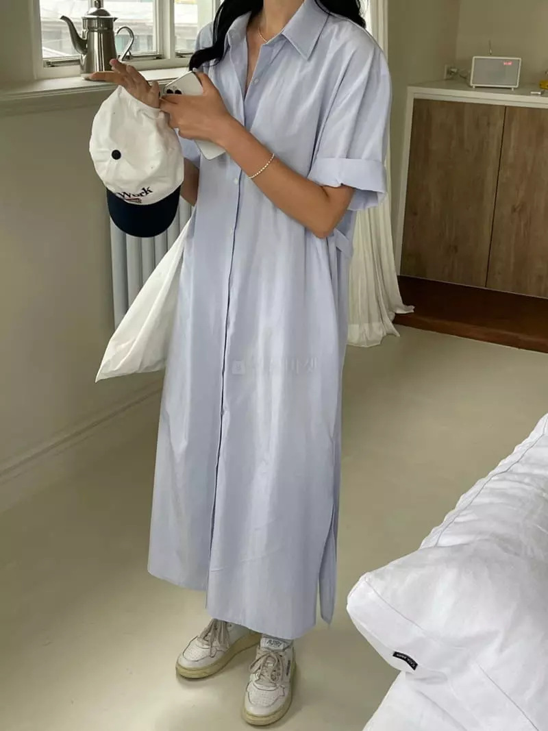 Baguette - Korean Women Fashion - #momslook - Tencel Shirt One-piece