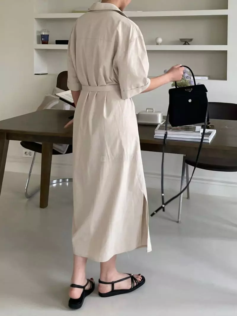 Baguette - Korean Women Fashion - #momslook - Tencel Shirt One-piece - 3