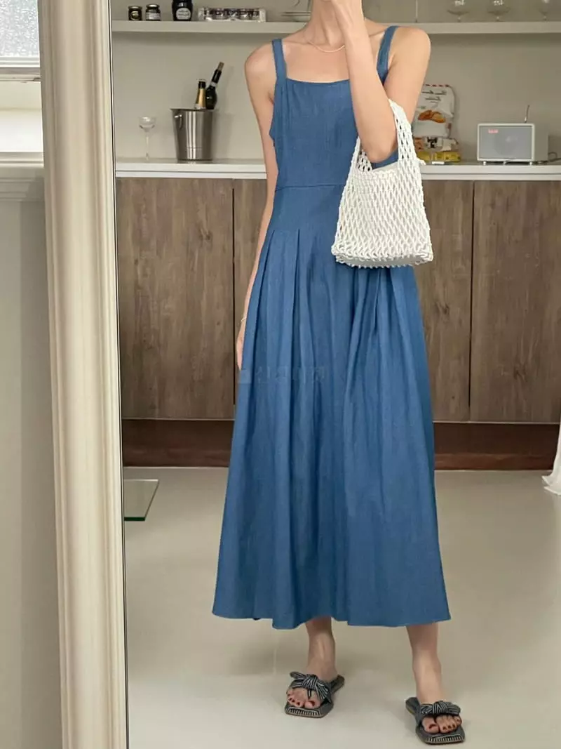 Baguette - Korean Women Fashion - #womensfashion - Denim Wrinkle One-piece - 3