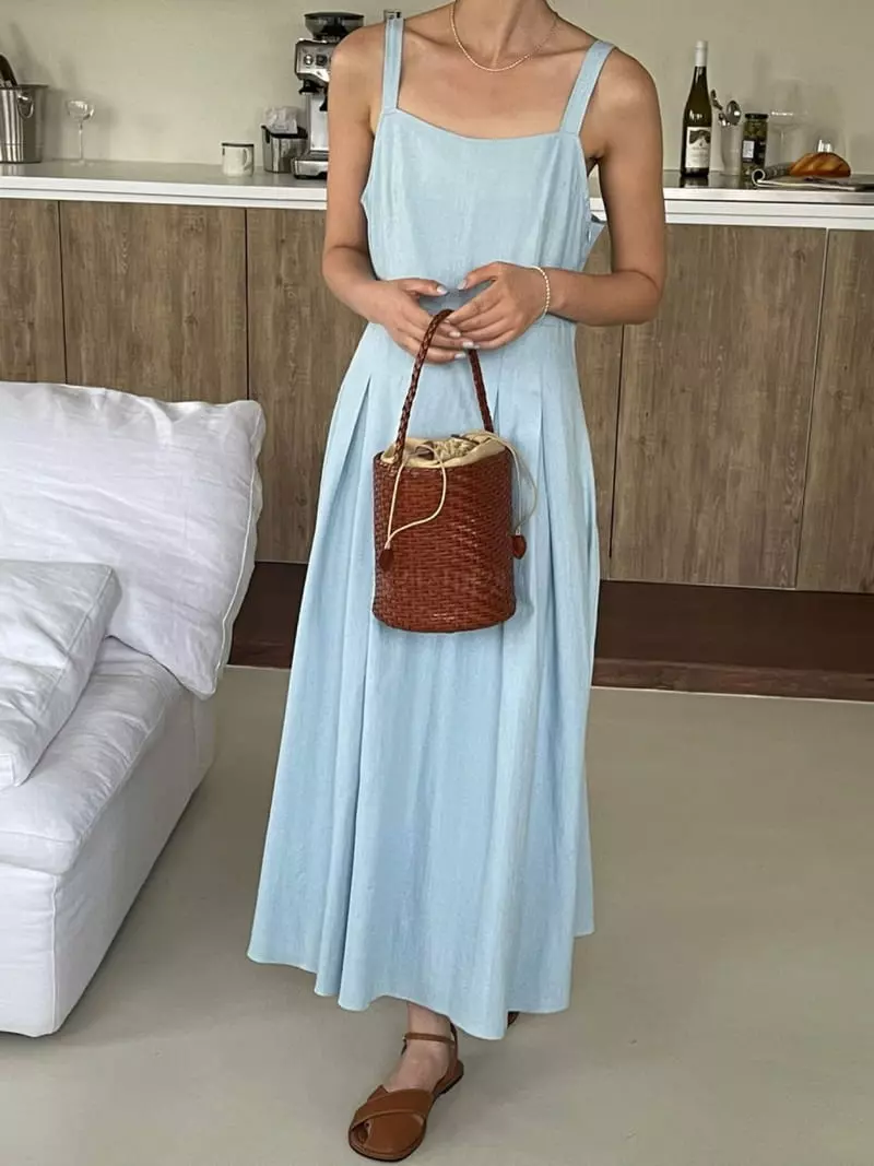 Baguette - Korean Women Fashion - #womensfashion - Denim Wrinkle One-piece - 5