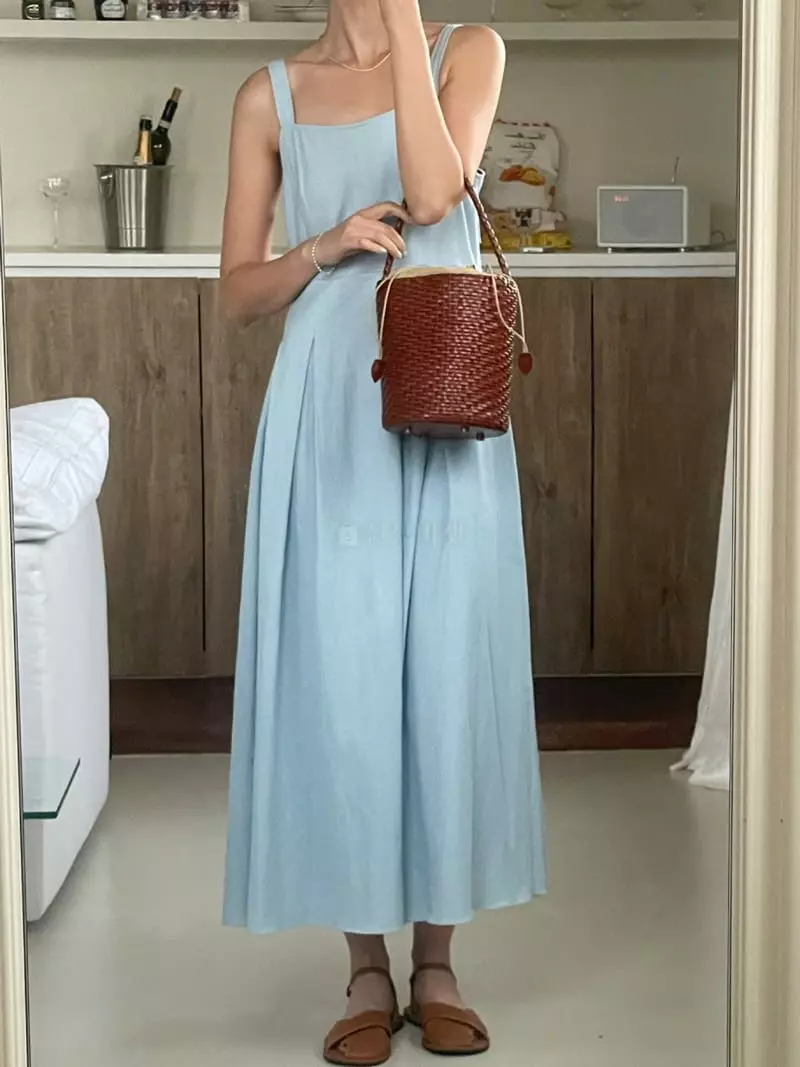 Baguette - Korean Women Fashion - #womensfashion - Denim Wrinkle One-piece - 7