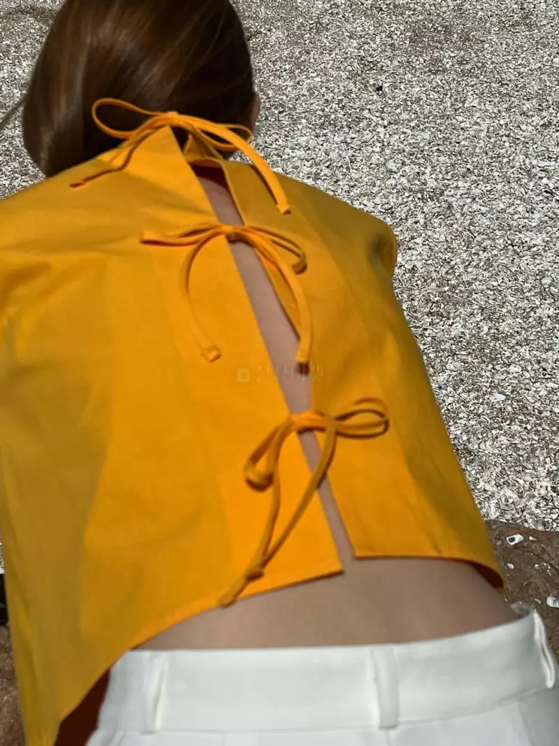Baie Oud - Korean Women Fashion - #womensfashion - Back Ribbon Blouse - 5