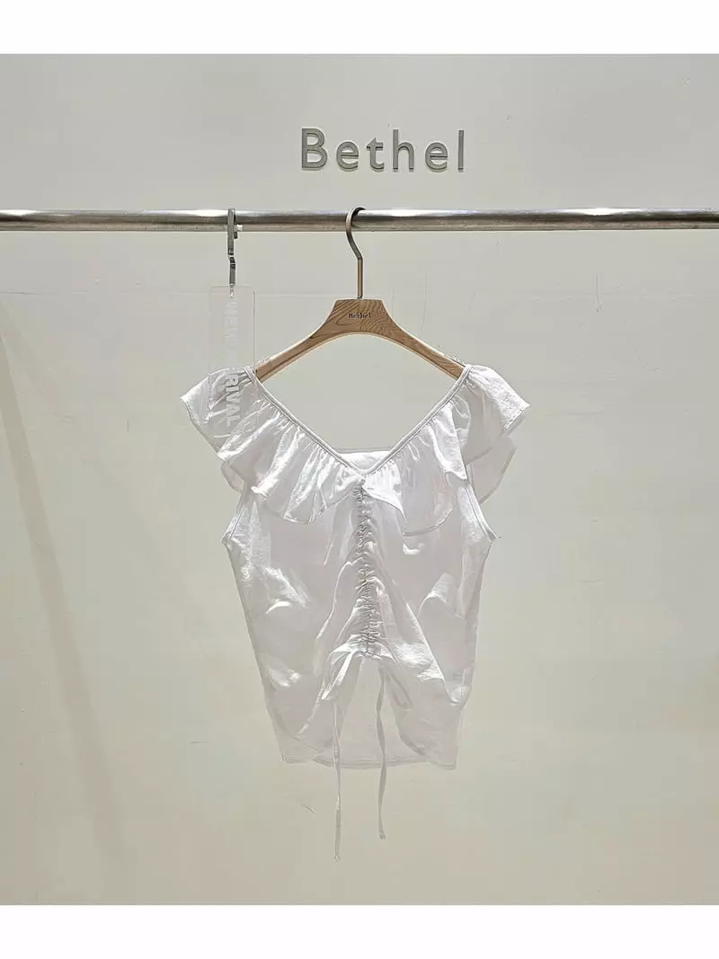 Bethel - Korean Women Fashion - #momslook - Frill Sleeveless Blouse - 3