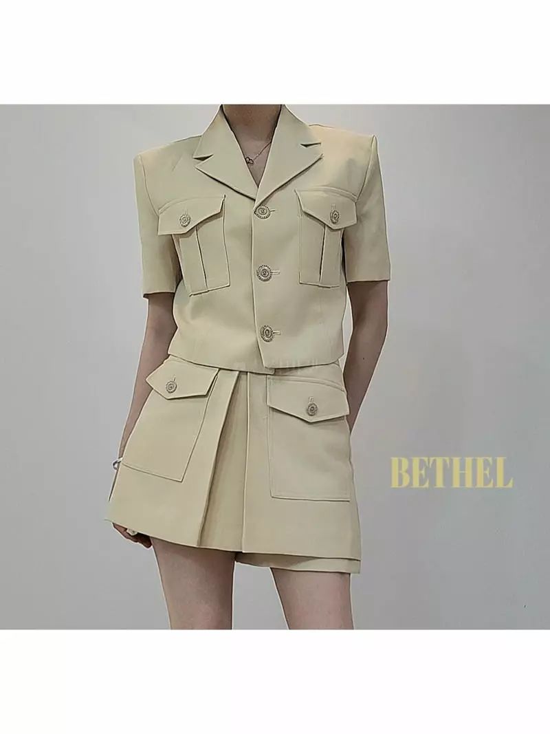 Bethel - Korean Women Fashion - #momslook - Two Pocket Jacket Pants Set - 6