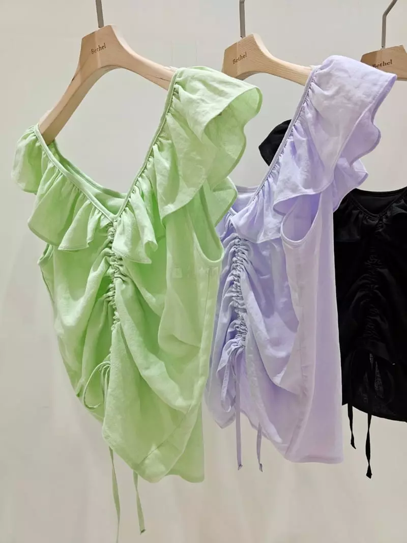 Bethel - Korean Women Fashion - #womensfashion - Frill Sleeveless Blouse - 6