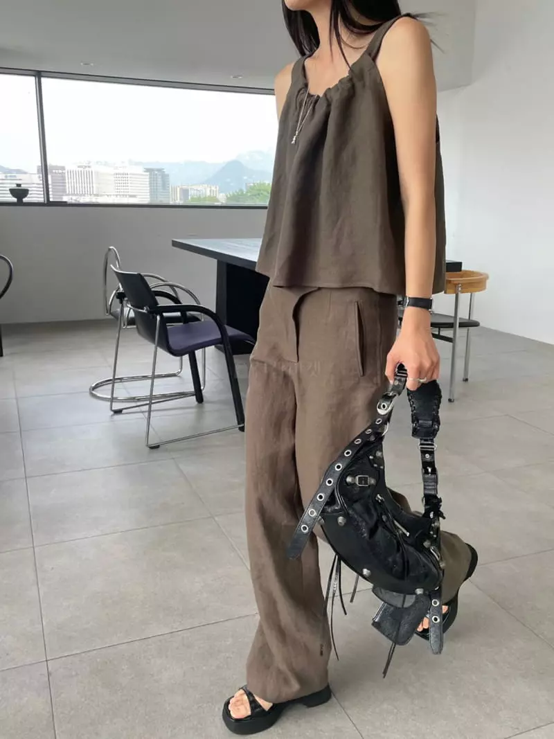 Better - Korean Women Fashion - #momslook - Draw Linen Top Bottom Set - 3