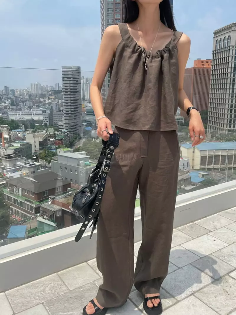 Better - Korean Women Fashion - #womensfashion - Draw Linen Top Bottom Set - 2