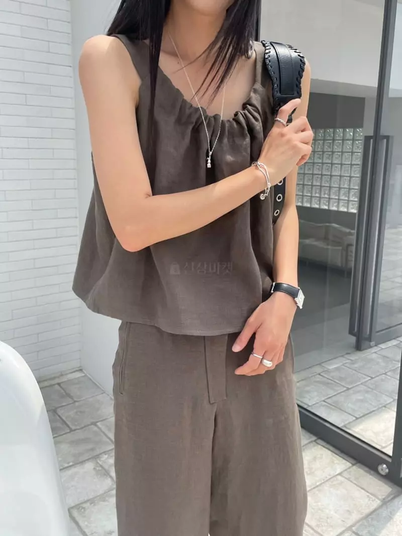 Better - Korean Women Fashion - #momslook - Draw Linen Top Bottom Set - 4