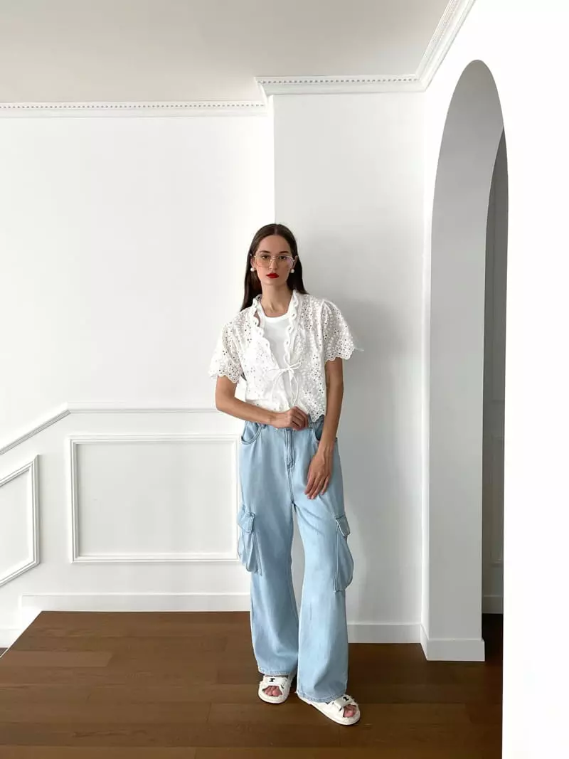 Black Fuchsia - Korean Women Fashion - #thatsdarling - Circle Punching Pants - 7