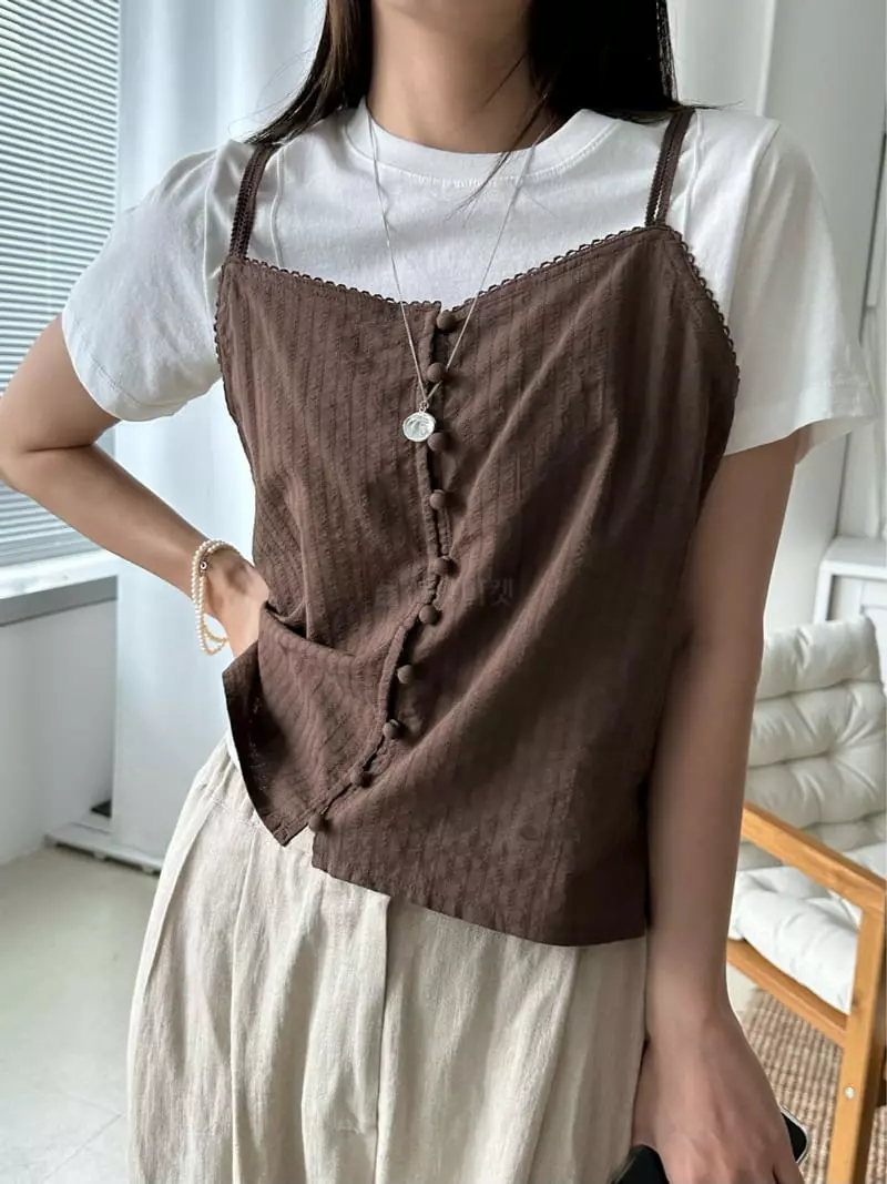 Bleecker - Korean Women Fashion - #momslook - Bean Button Sleeveless - 5