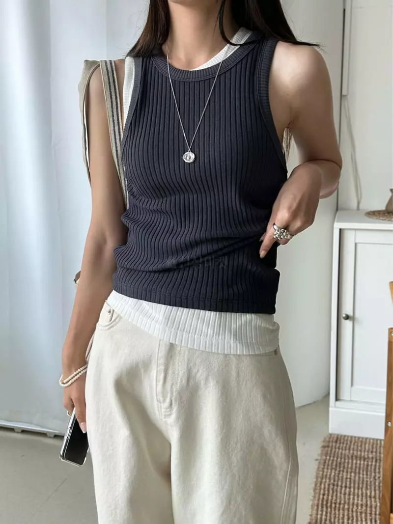 Bleecker - Korean Women Fashion - #womensfashion - Bold Rib Sleeveless - 2