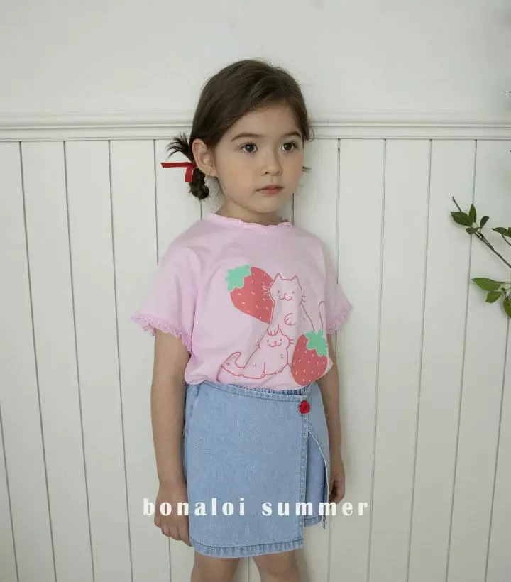 Bonaloi - Korean Children Fashion - #littlefashionista - Sleeves Lace Tee - 3