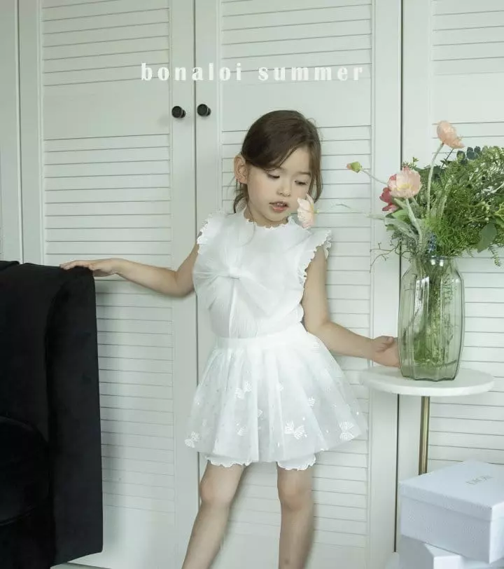 Bonaloi - Korean Children Fashion - #magicofchildhood - Shine Mesh Ribbon Sleeveless - 3