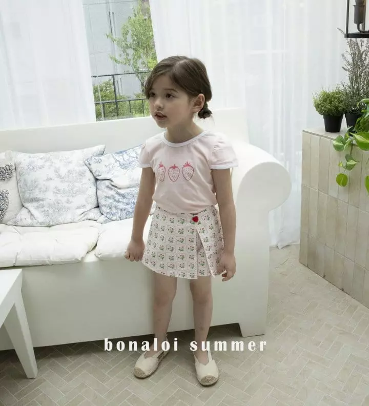Bonaloi - Korean Children Fashion - #prettylittlegirls - Strawberry Sleeve Tee - 8
