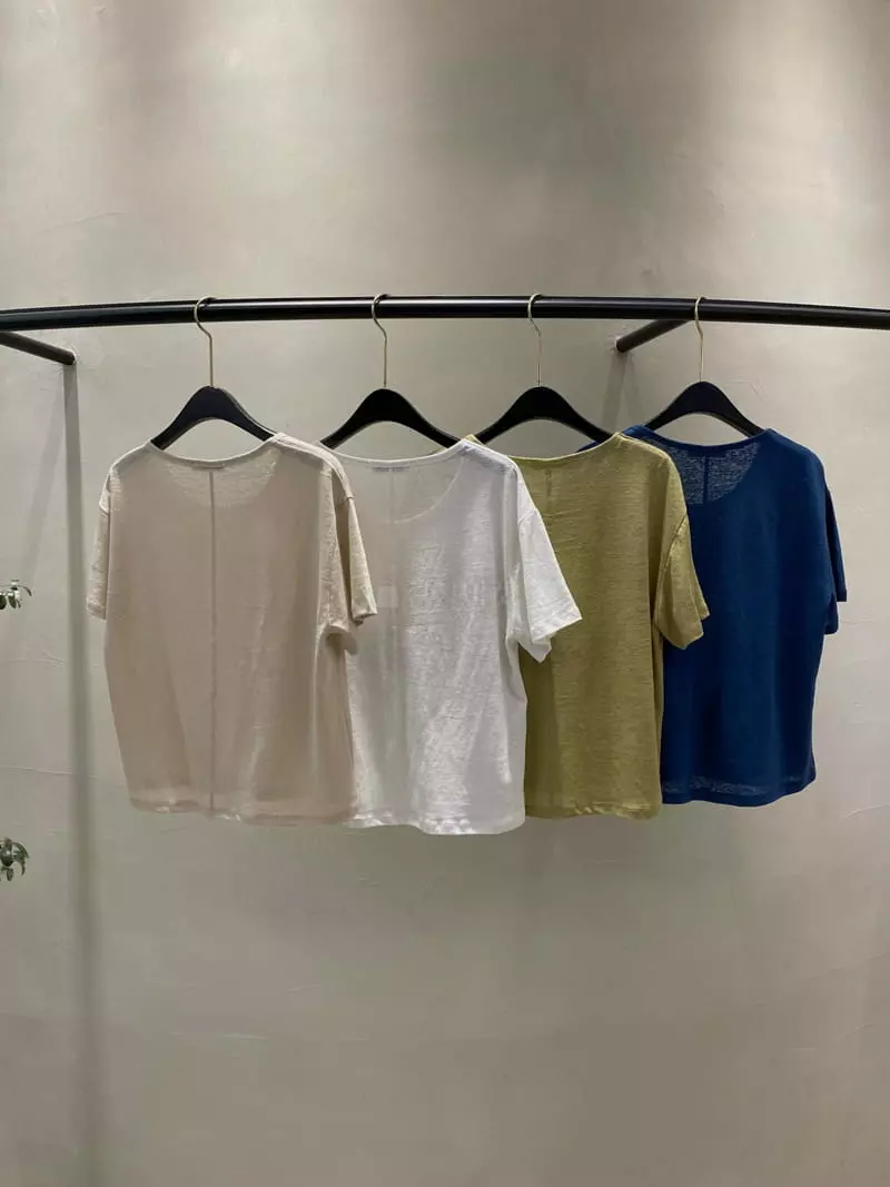 Boutique Seoul - Korean Women Fashion - #momslook - Linen U Neck Tee - 2