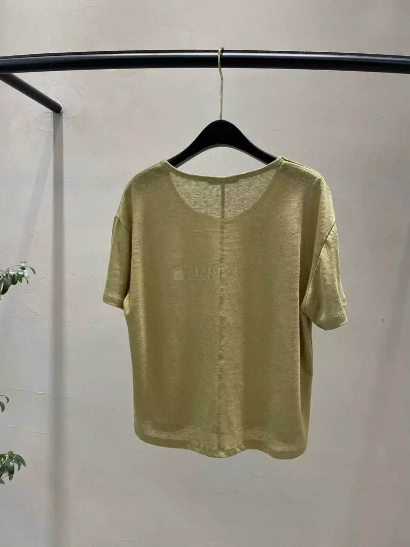 Boutique Seoul - Korean Women Fashion - #momslook - Linen U Neck Tee - 6